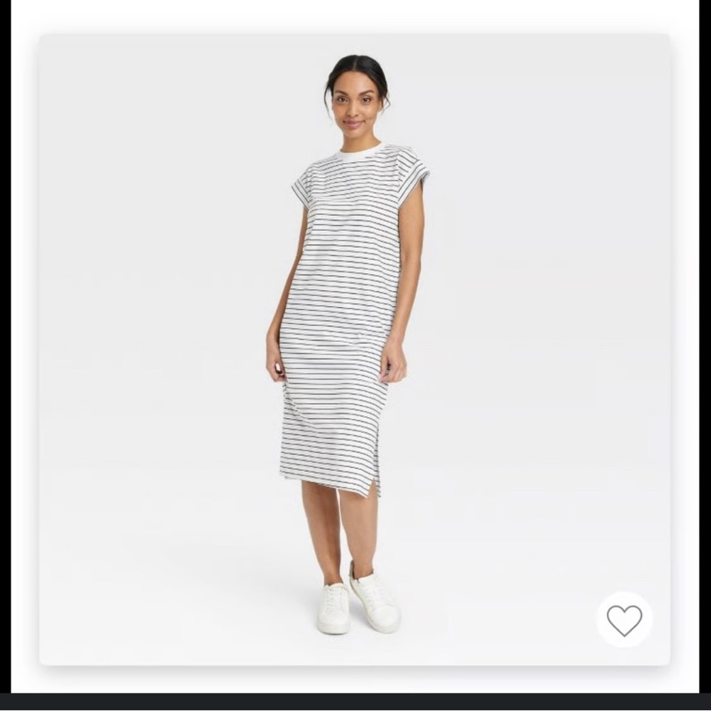 a new day Black and White Striped Midi Dress